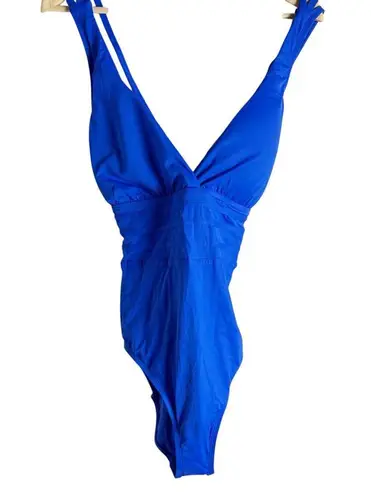 La Blanca Island Goddess Multi-Strap Cross-Back Sapphire Blue One Piece Swimsuit
