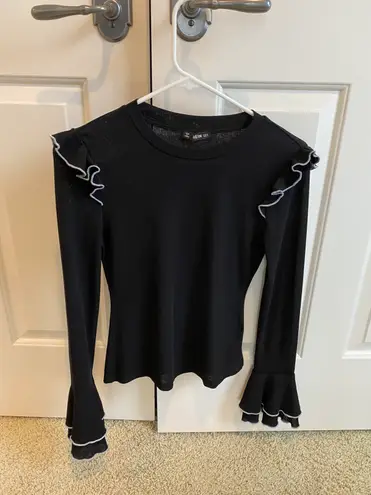 SheIn Black Ruffle Long Sleeve