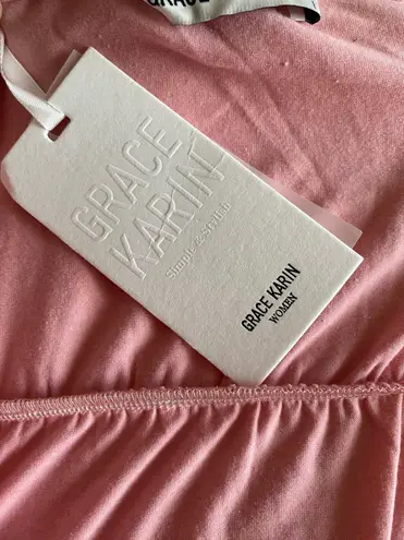 Grace Karin NWT- adorable pink front wrap dress