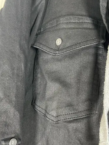 Risen Men’s Unique Black Stretch Button Up/Gray Hoodie Hybrid Size Medium