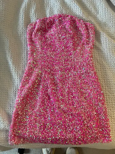 Nasty Gal Size 6 Premium Velvet Sequin Bandeau Mini Dress