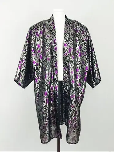Vintage Metallic Woven Animal Motif Robe | OS Black Size undefined