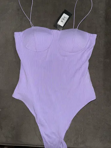 Timing Purple Ribbed Bodysuit