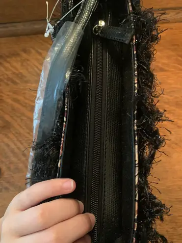 NWT Vintage Satin Leather Bohemian Purse with Beads, Studs & Sparkle (Rare) Black