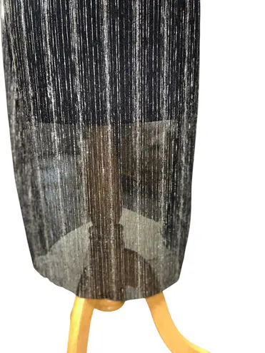 All in Favor L black gold sparkle faux wrap dress