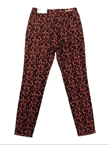 Soft Surroundings Ultimate High Rise Leopard Skinny Ankle Jeans Red Size 6 NEW