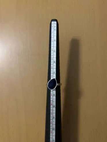 Silver Ring with Navy blue diamond