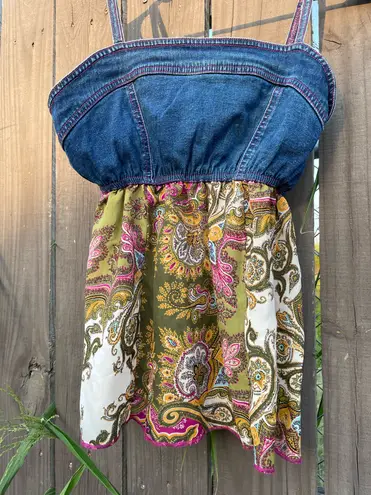 Y2K Zoey & Beth denim paisley print summer tank top Multiple Size L