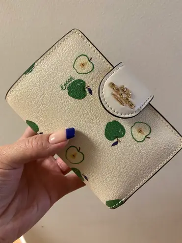 Coach Medium Corner Zip Wallet with Apple Print