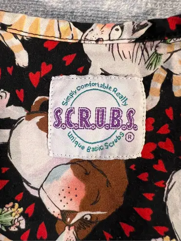 S.C.R.U.B.S. Dog Cat Heart Love Scrub Top Large