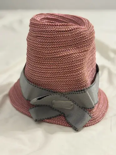 Emporio Armani women Woven bucket hat with Gray ribbon&a bow in size 56cm