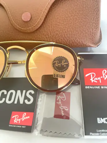 Ray-Ban  Sunglasses Round Double Bridge Gold Size 51mm