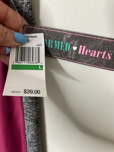 Charmed Hearts Crop Leggings Burgundy Heather Grey Large New with Tags