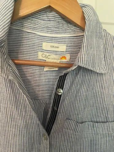 C&C California Stripe Linen Shirt Dress