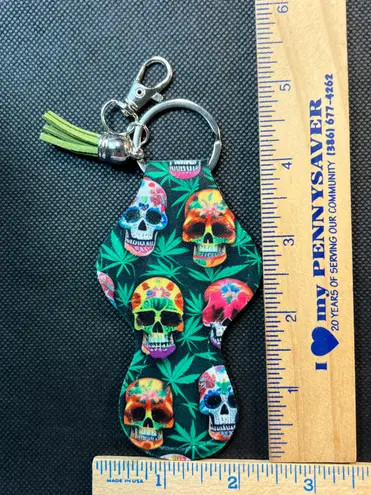 Handmade Skulls And Cannabis Chapstick Lipstick Holder Keychain