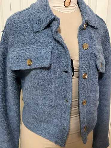 BLANK NYC Sherpa Blue Cropped Jacket