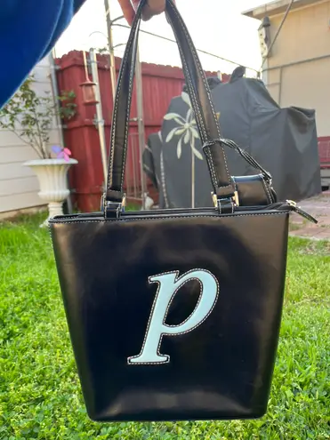 Letter p fashion Shoulder Bag Black