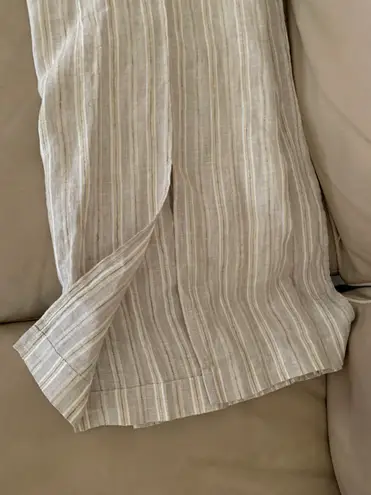 Magaschoni Linen Wide Leg Palazzo Pants Paperbag Striped Flowy Boho Pant