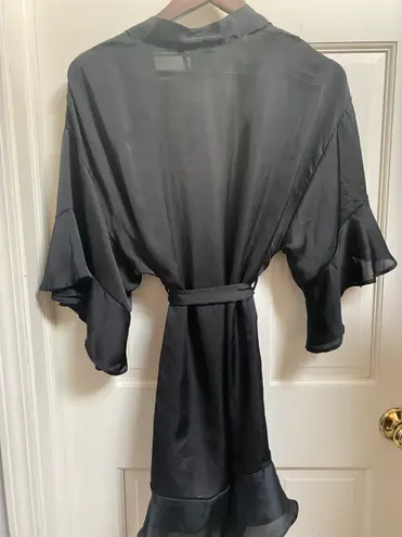 Victoria's Secret Black Sheer Satin Robe