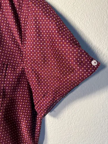 Hang Ten short sleeve button up-Large- burgundy geometric