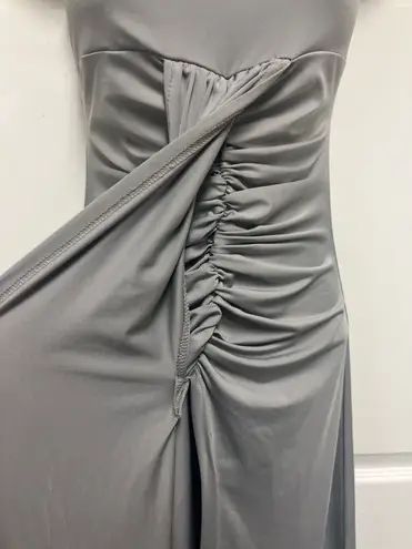 UNBRANDED Gray Strapless Slit Skirt Dress With Cropped Hem Size L