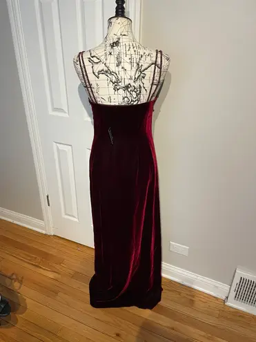 Ellen Tracy NWT Vintage y2k Linda Allard VELVET Gown beads spaghetti straps A-line Rave bright