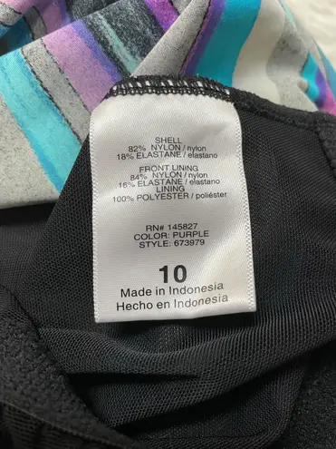 Women’s one piece colorful purple blue black bathing suit Multiple Size 10