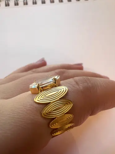 Gold adjustable ring with high quality zirconia