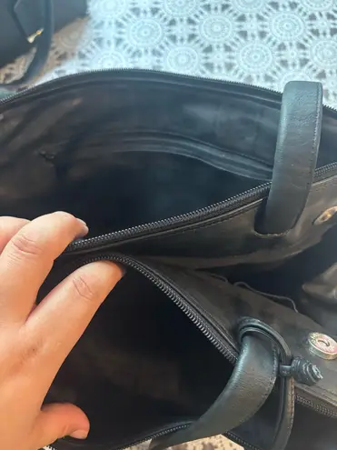 Renato Angi Black Leather Messenger Bag with Slouchy Style