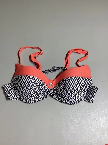 NWOT Coralish Pink, Black, and White Printed Bikini Top and Bottoms Size XL Multiple
