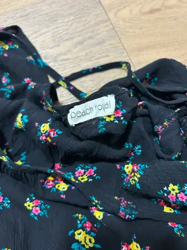 Peach Royal Small floral romper with cutout shoulders