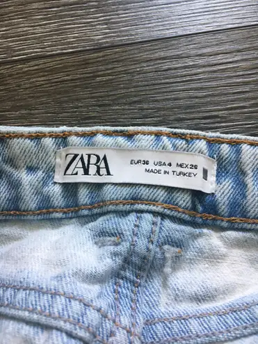 ZARA Acid Washed Ripped Denim Shorts