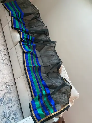 Indian pakistani jamdani type party wear sari with blouse Multiple