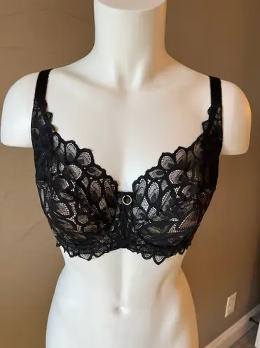 Panache Allure Full Cup Bra Black Lace 32F 32DDD New