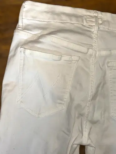 MOTHER Denim Mother Women's Sz 27 Warm Ivory High Waisted Looker Ankle Fray Skinny Slim Fit