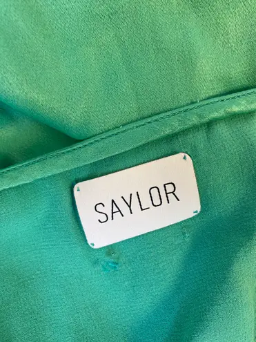 Saylor Mykonos Teal Cowl Neck Satin Dress