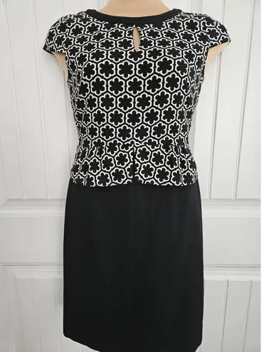 Tahari ASL Arthur S Levine Sheath Dress Peplum Top Size 12 Geometric Career