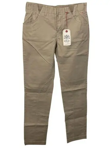 Replay women's 28 extra seamed crisp comfort elastic insert stretch khaki pants Tan