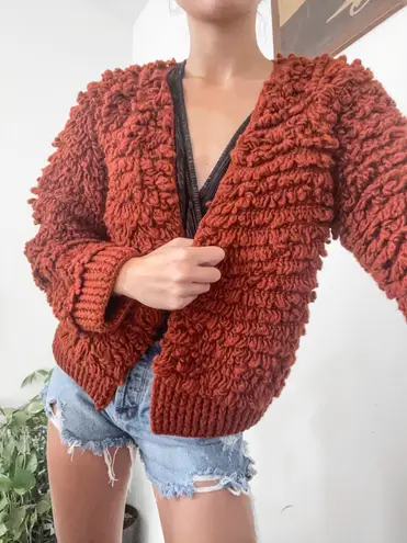 Universal Threads Universal Thread Pumkin burnt orange fluffy knit chunky cardigan sweater 