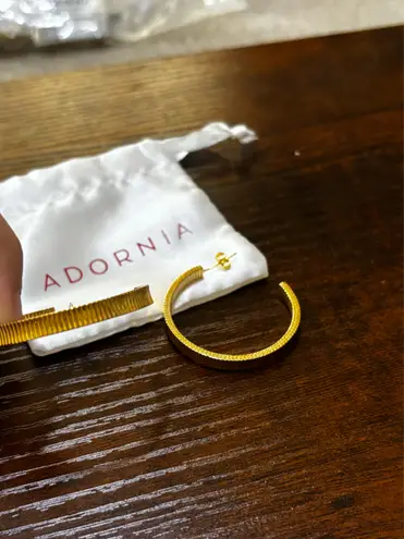 Adornia 14k Gold Plated Ripple Hoop Earrings NWT