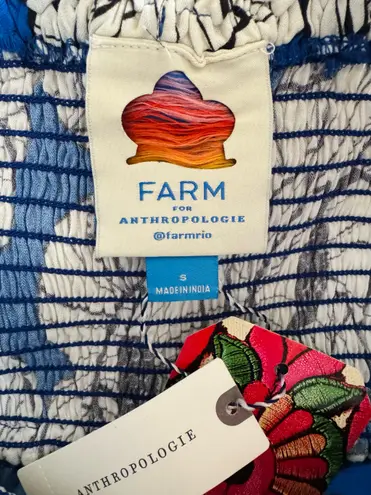 Farm Rio Floral Strapless Smocked Ruffle Mini Dress, Size S