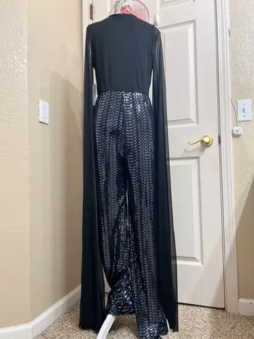 Venus  Black Sequin Cape Jumpsuit - Image 6