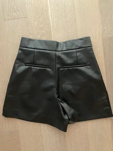 ZARA Black Faux Leather Shorts