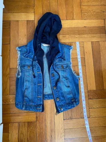 Highway Jeans Highway - Denim Vest with Faux Hoodie Insert – Edgy Street Style - Size M