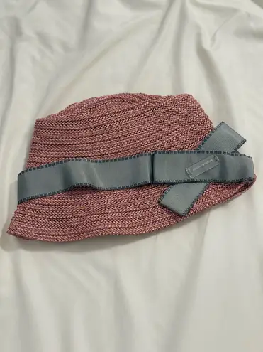 Emporio Armani women Woven bucket hat with Gray ribbon&a bow in size 56cm