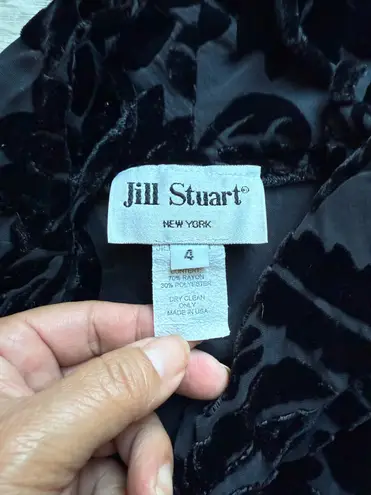Jill Stuart Vintage Floral Velvet Spaghetti Strap Slip Black Dress Size 4