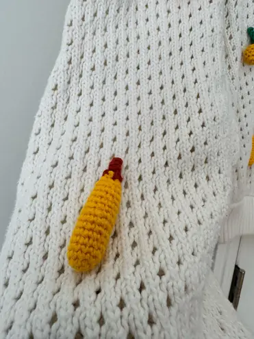 Farm Rio Crochet 3D Fruit Embellishments Sweater, Size M