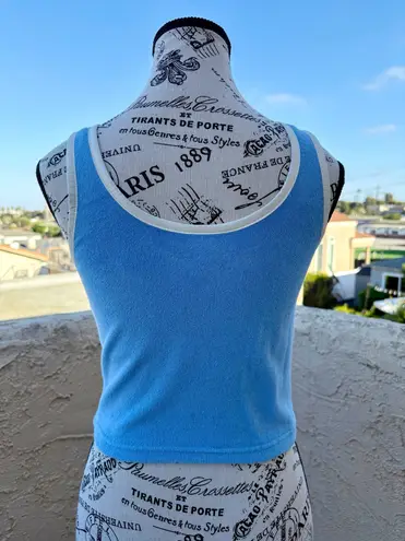 NEW Hammies Terry cropped retro tank top in blue poppy and cream size S small