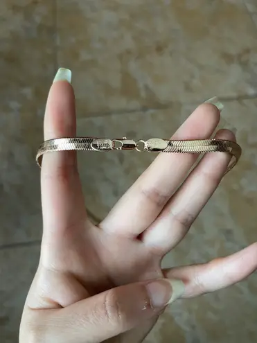 Neiman Marcus Fallon Jewelry 18K rose gold plated over stainless steel Hailey snake chain liquid herringbone necklace