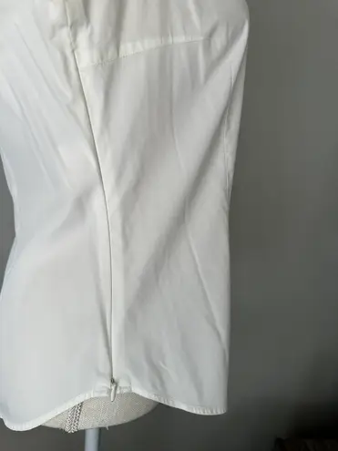 Armani Collezioni Womens White Cotton Button Down Sleeveless Blouse Top Size 12